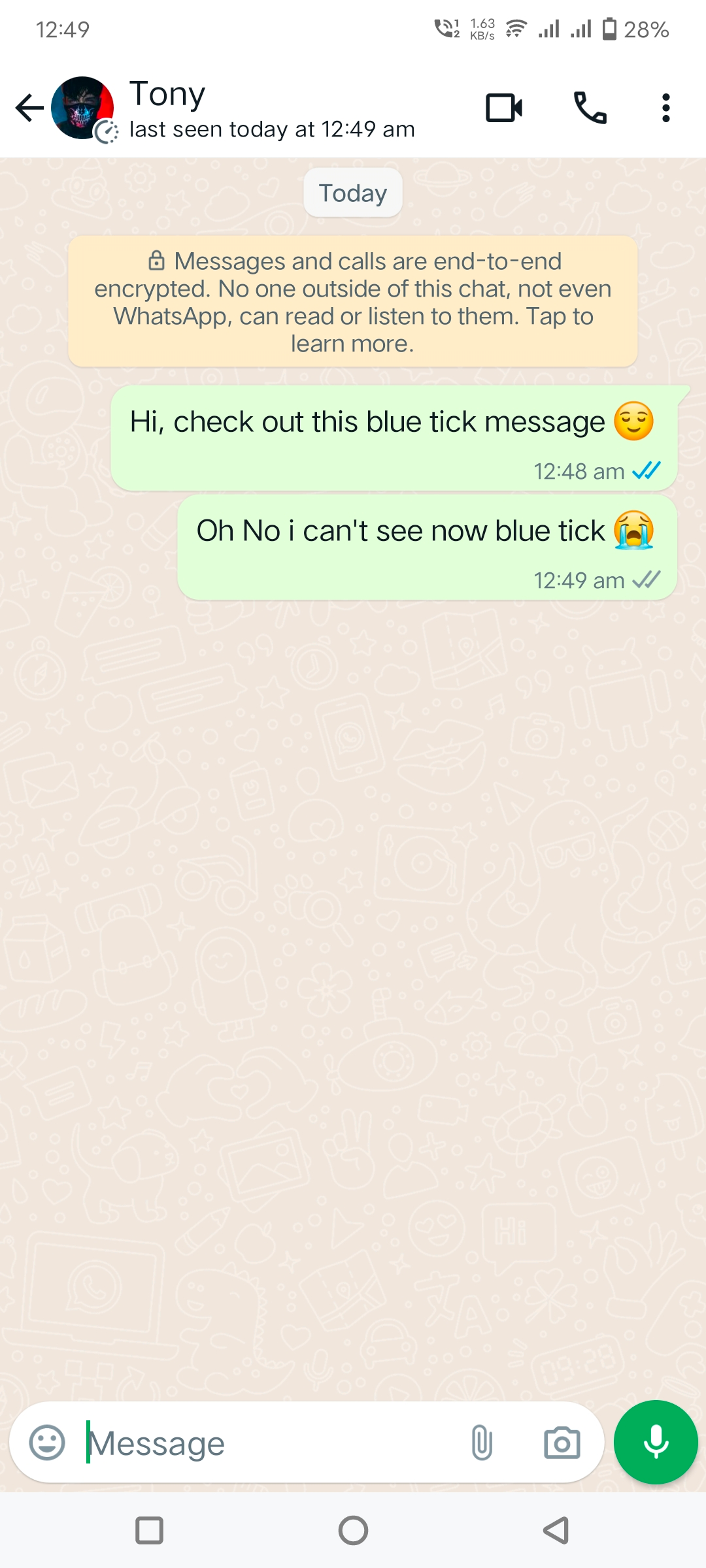 whatsapp message with read receipt turn off